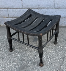 Egyptian Revival Liberty Style Ebonized Oak Thebes Stool.  Fine Original Finish.  